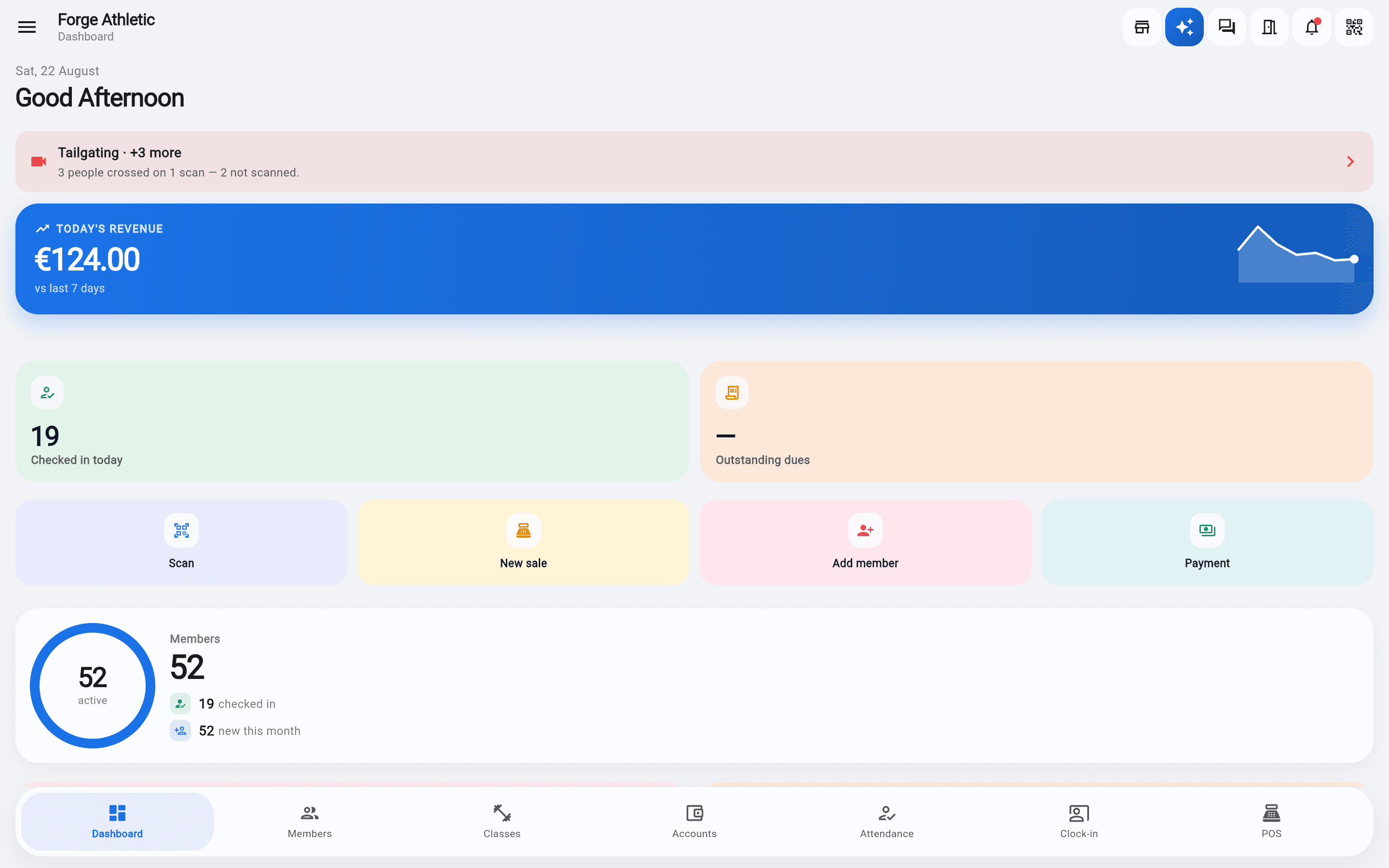 Prism admin dashboard, light theme