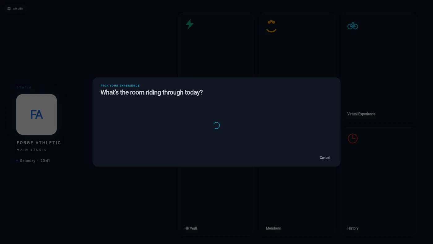 The PICK YOUR EXPERIENCE grid on the TV