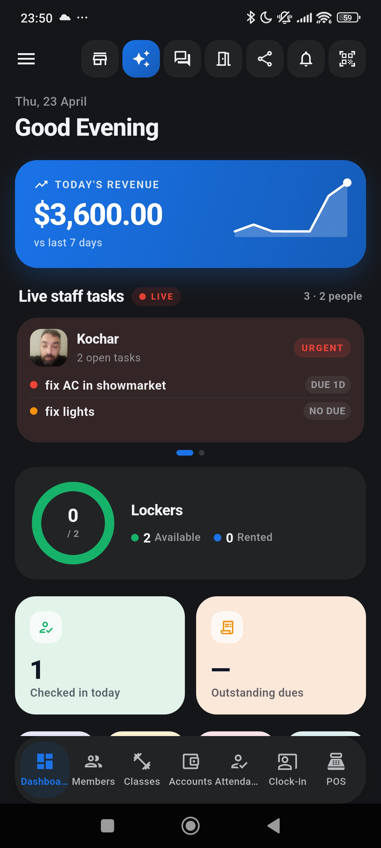 Live dashboard